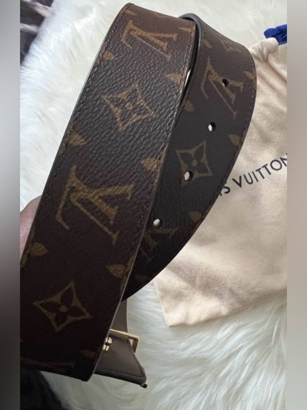 Authentic Louis Vuitton Monogram Initiales 40mm Reversible Belt Size 110cm/44" - Picture 5 of 15